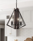 Zenith Black and Wood 4-Light Dimmable Pendant Light