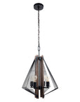 Zenith Black and Wood 4-Light Dimmable Pendant Light