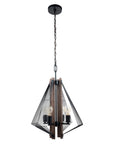 Zenith Black and Wood 4-Light Dimmable Pendant Light - IPLUS Lighting