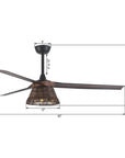 60" Farmhouse Rattan Downrod Mount Ceiling Fan - IPLUS Lighting