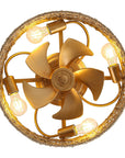 18 Inch Rattan Farmhouse Gold Ceiling Fan - IPLUS Lighting