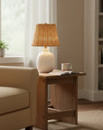 18.5 Inch Ceramic Table Lamp with Rattan Shade White - IPLUS Lighting