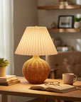 Farmhouse Brown Wicker Accent Table Lamp - IPLUS Lighting
