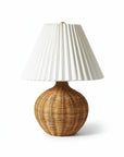 Farmhouse Brown Wicker Accent Table Lamp - IPLUS Lighting