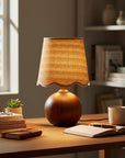 Rustic Wood Base with Linen Shade Table Lamp - IPLUS Lighting