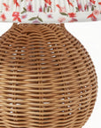 Round 10 Inch Faux Rattan with Pleated Floral Shade Table Lamp - IPLUS Lighting