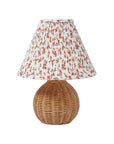 Round 10 Inch Faux Rattan with Pleated Floral Shade Table Lamp - IPLUS Lighting