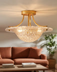 3 Light Golden 16 Inch Semi Flush Mount Ceiling Light - IPLUS Lighting