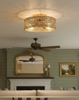 18 Inch Rattan Farmhouse Gold Ceiling Fan - IPLUS Lighting