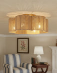 21" Rattan Farmhouse Flower Shape Ceiling Fan