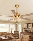 52" Ganga Modern Downrod Mount Crystal Ceiling Fan - IPLUS Lighting