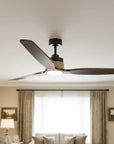 56 Inch Louise LED Wood Blades Ceiling Fan with Remote Control - IPLUS Lighting