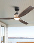 56 Inch Louise LED Wood Blades Ceiling Fan with Remote Control - IPLUS Lighting