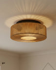 Vela 14" Handwoven Jute Flush Mount Ceiling Light - IPLUS Lighting