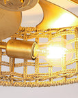 18 Inch Rattan Farmhouse Gold Ceiling Fan - IPLUS Lighting