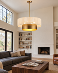 Solenne 5-Light Vintage Brass Chandelier with Cotton Rope Drum Shade