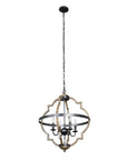 Bennington Brown Wood 4 Light Chandelier - IPLUS Lighting