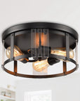 Black 3-Light Farmhouse Flush Mount Ceiling Light - ParrotUncle