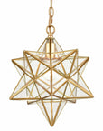 11-In Brass Moravian Star Pendant Light – Seeded Glass Shade - IPLUS Lighting