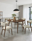 Harlow 5-Piece Walnut Round Dining Set