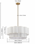 Maren 6-Light Adjustable-Angle Brushed Brass Chandelier with Tiered Linen Shades