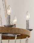 6 Light Chokio Wood Bead Chandelier - IPLUS Lighting