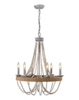 6 Light Chokio Wood Bead Chandelier - IPLUS Lighting