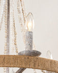 6 Light Chokio Wood Bead Chandelier - IPLUS Lighting