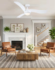 52" Phil White Downrod Mount Ceiling Fan with LED Light