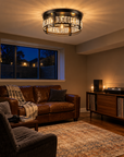 Calder Crystal 3 Light Flush Mount Ceiling Light