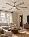 72" Jaydn Farmhouse Satin Nickel Downrod Ceiling Fan With Light