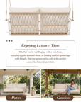 Marin 2-Seat Woven Rope Outdoor Swing Sofa with Cushions