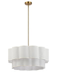 Maren 6-Light Adjustable-Angle Brushed Brass Chandelier with Tiered Linen Shades