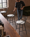 Veya Set of 2 Modern Metal Bar Stools with Cushions