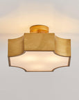 Vintage Golden 3-Light LED Semi Flush Mount Ceiling Light for Entrance Closet Kitchen - IPLUS Lighting