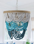 Hatfield Bohemia Style 4 Light Wood Beaded Chandelier - IPLUS Lighting