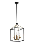 Haymarket Matt Black 4 Light Golden Caged Chandelier - IPLUS Lighting