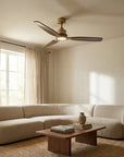 56" Solid Wood Soft Brass Ceiling Fan