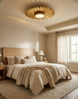 Golden Sunburst Flush Mount LED Light