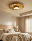 Golden Sunburst Flush Mount LED Light
