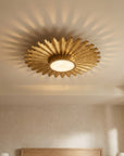 Golden Sunburst Flush Mount LED Light