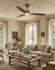56" Solid Wood Soft Brass Ceiling Fan