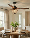 52" Vicky 3-Blade Rustic Crystal Ceiling Fan