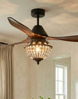 52" Vicky 3-Blade Rustic Crystal Ceiling Fan