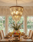 Hatfield Bohemia Style 4 Light Wood Beaded Chandelier