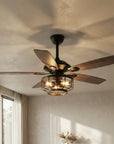52" Paquette Matte Black Ceiling Fan