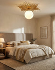 Iris 1 Light Golden Semi Flush Mount Ceiling Light 18 Inch