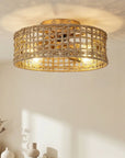 18 Inch Rattan Farmhouse Gold Ceiling Fan