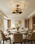 31 Inch Antique Golden Willie Luxury Caged Ceiling Fan With Light and Remote Control