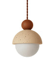 Palermo 5.9 Inch Yellow Travertine and Wood Dome Pendant Light - IPLUS Lighting